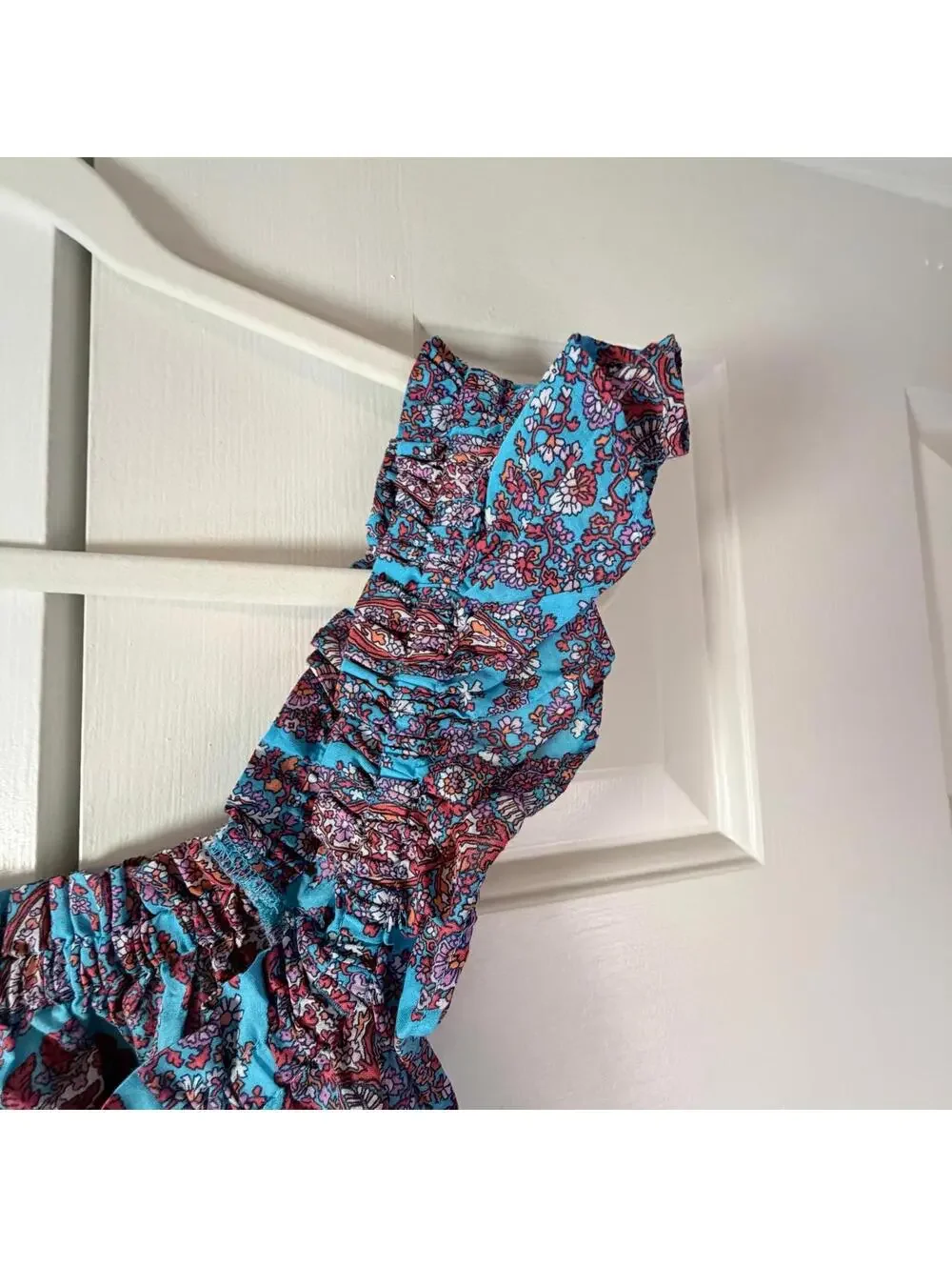J.Crew Paisley Teal Blue Flutter Strap Tank Dress NWT Boho Preppy